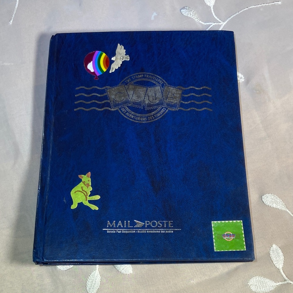 Blue Mail Poste Album Stamps Travel book 8 pages full of Stamps Whole World.